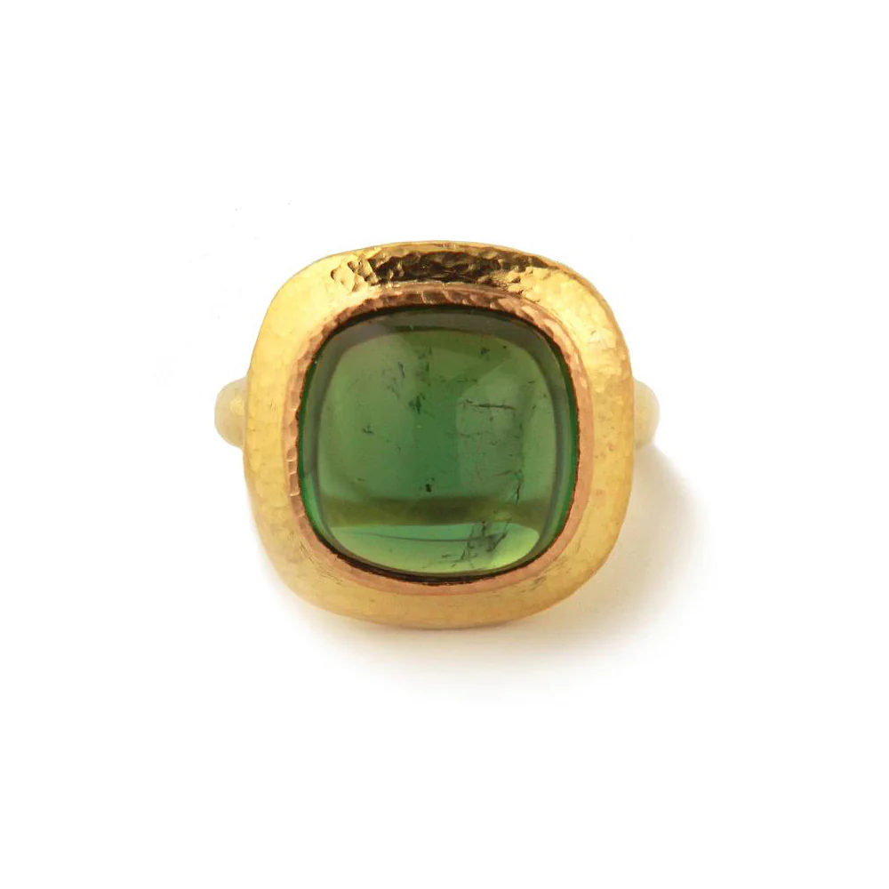 Elizabeth Locke Stone Yellow Gold Green Tourmaline Ring