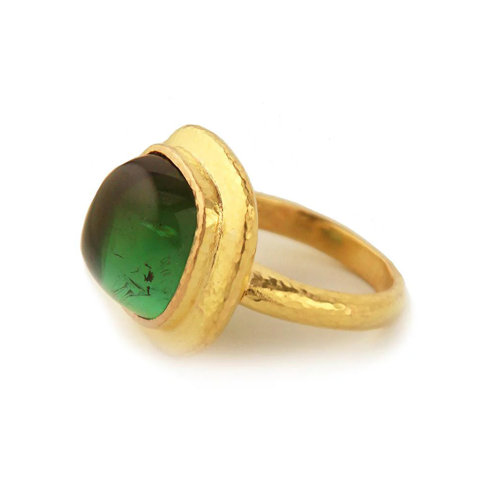 Elizabeth Locke Stone Yellow Gold Green Tourmaline Ring - Image 2