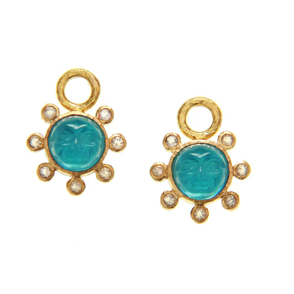 Elizabeth Locke Swimming Pool Man in the Moon Earring Pendants