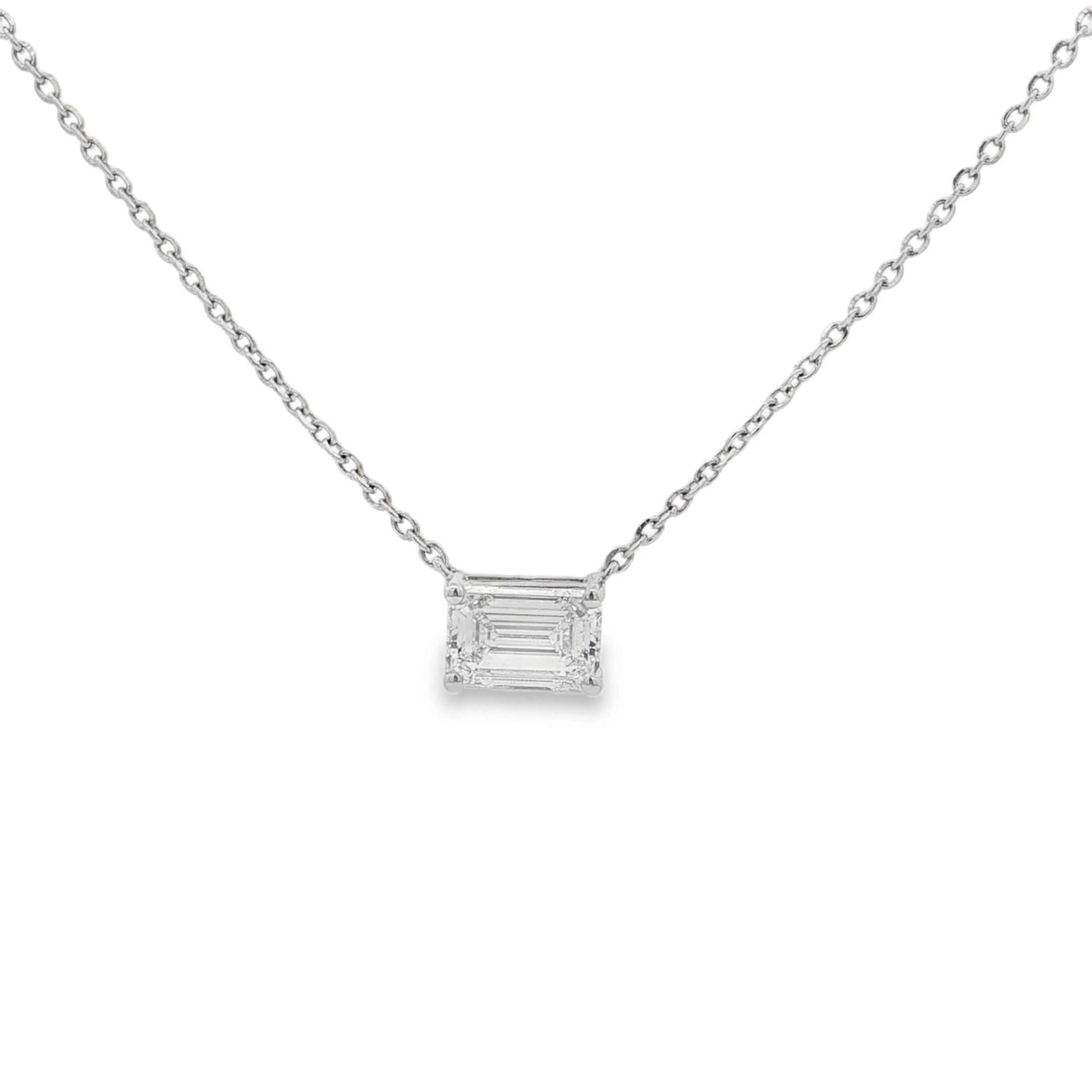 Ella Rose 1.50ct Emerald Cut Lab-Grown Diamond Pendant 14K White Gold