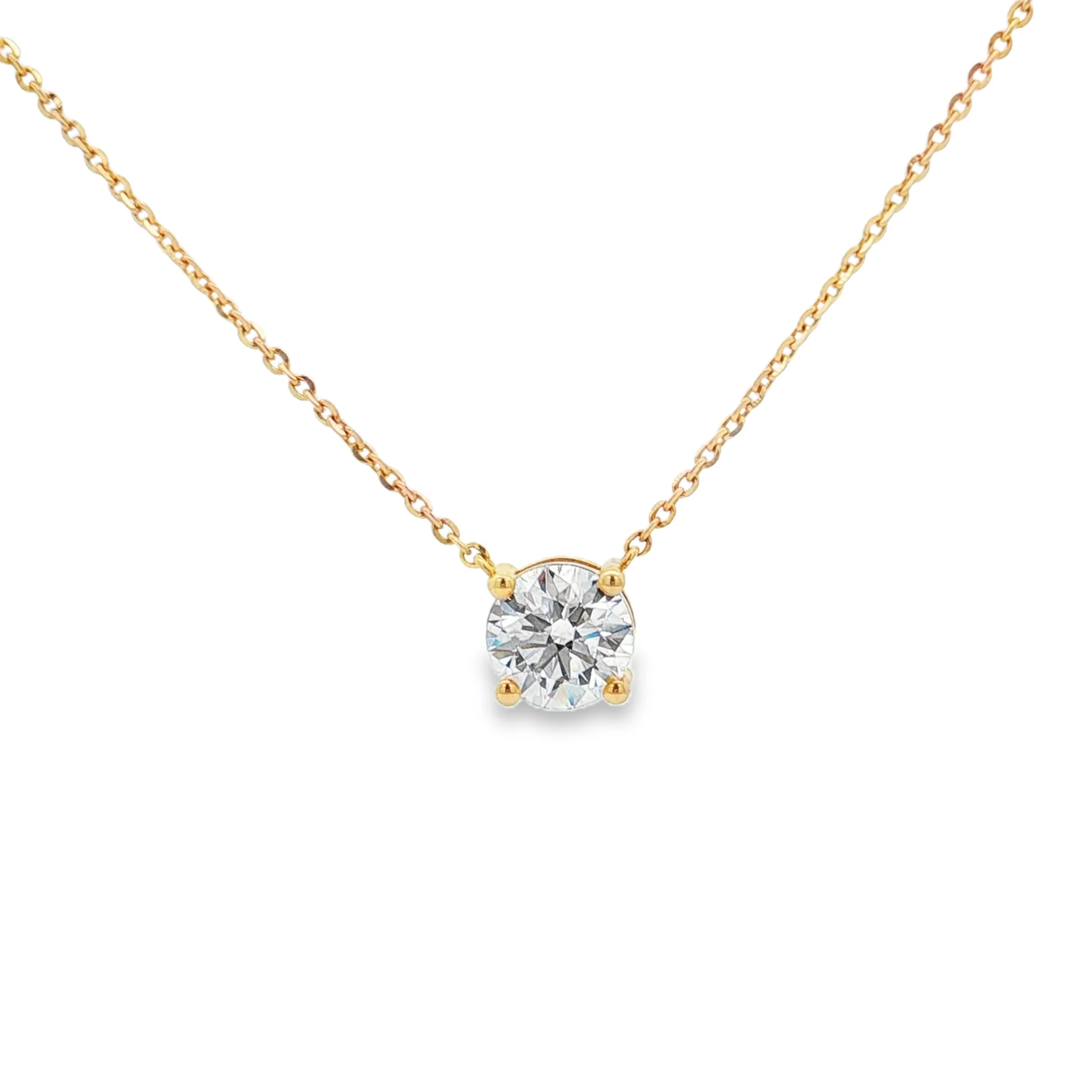 Ella Rose 1.53ct Lab-Grown Diamond Bezel Solitaire Necklace 14K Yellow Gold