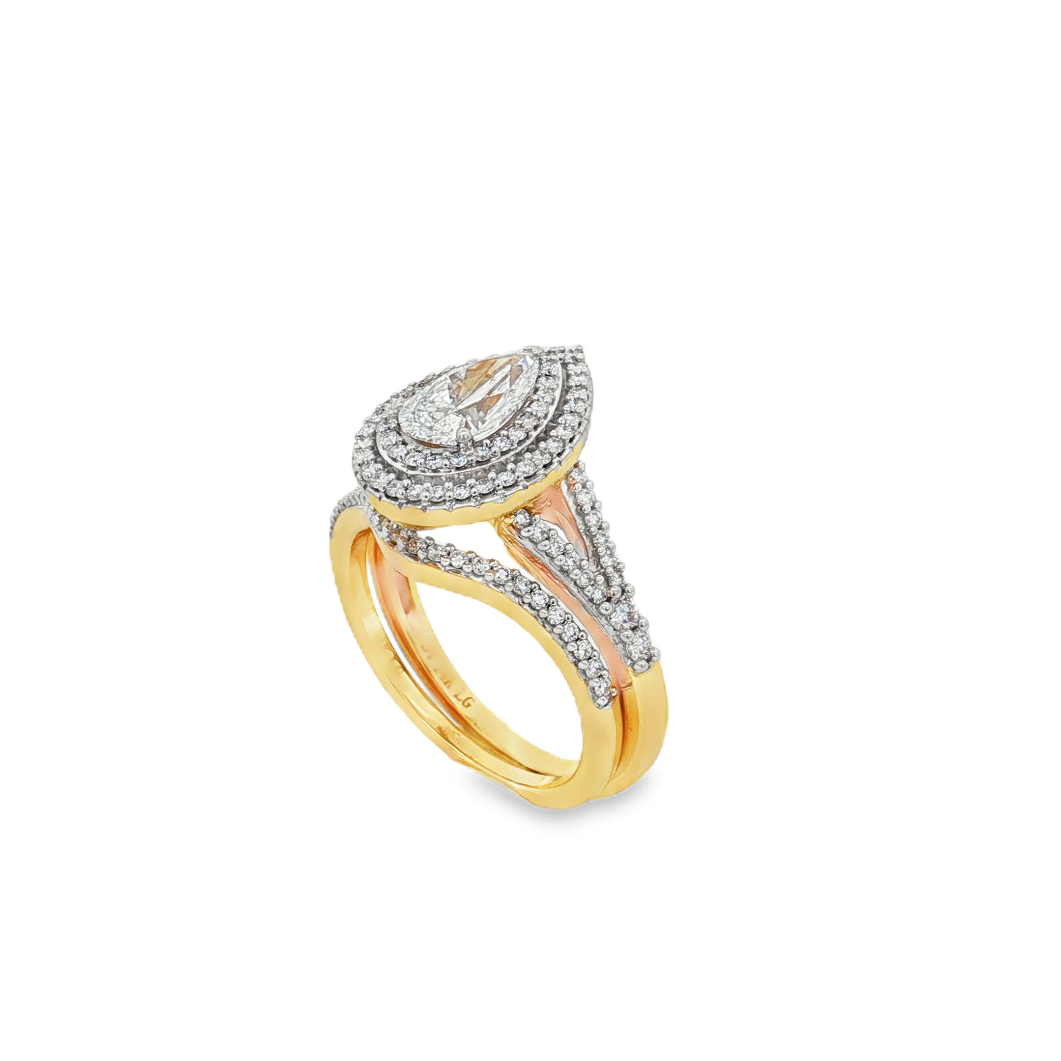 Ella Rose 1.68ct Pear Cut Lab-Grown Diamond Fancy Ring 14K Yellow Gold - Image 3