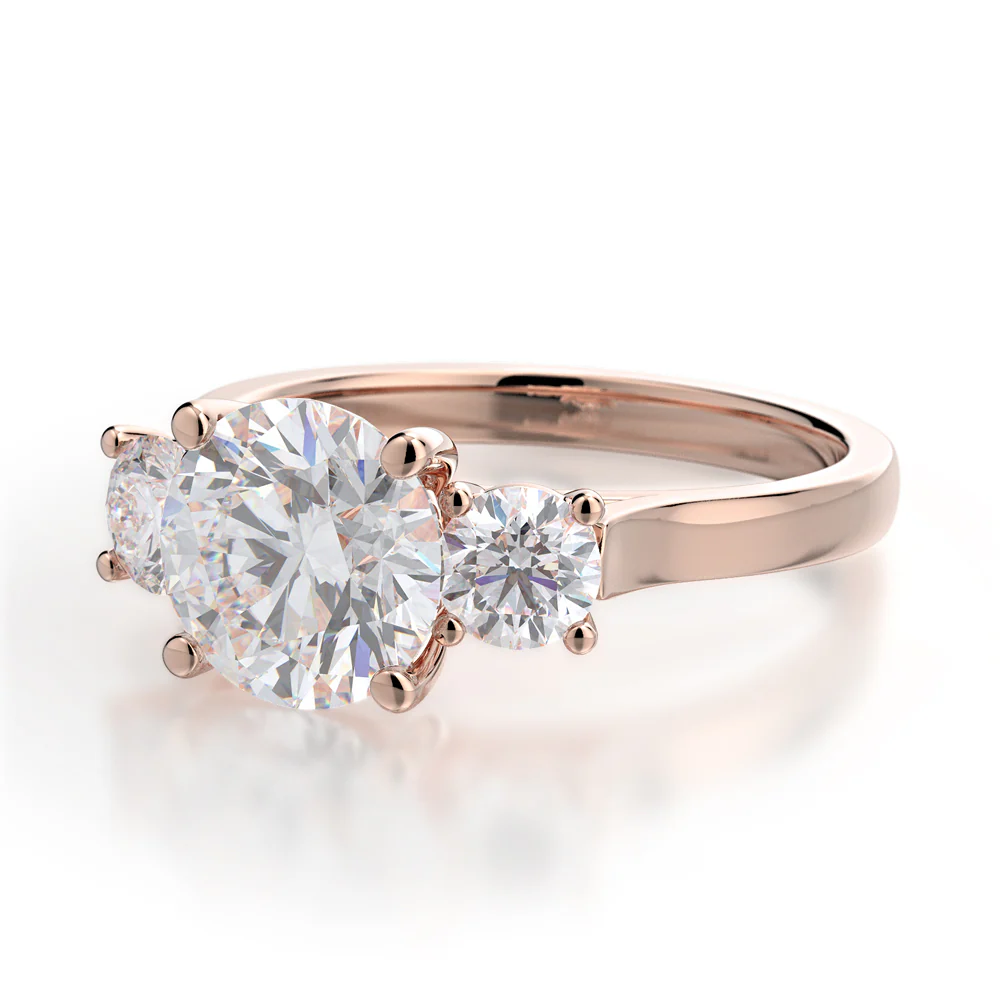 Ella Rose 14K Rose Gold 0.50ct 3-Stone Moissanite Engagement Ring - Image 4