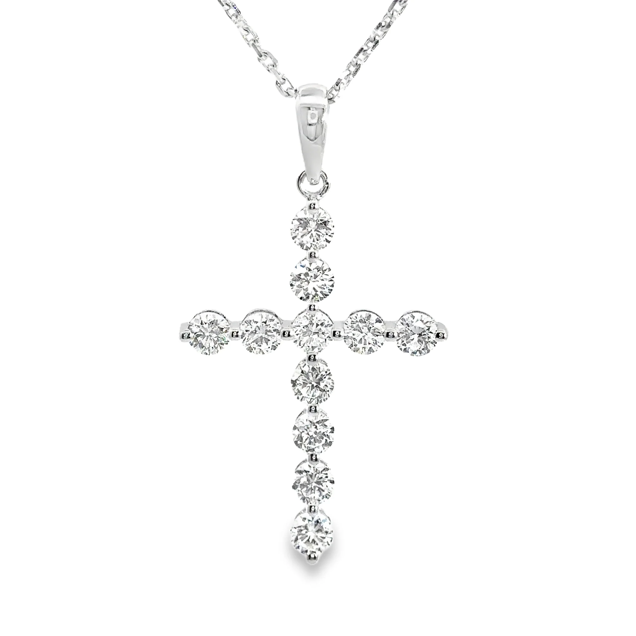 Ella Rose 14K White Gold 1.07ct Lab-Grown Diamond Cross Pendant Necklace