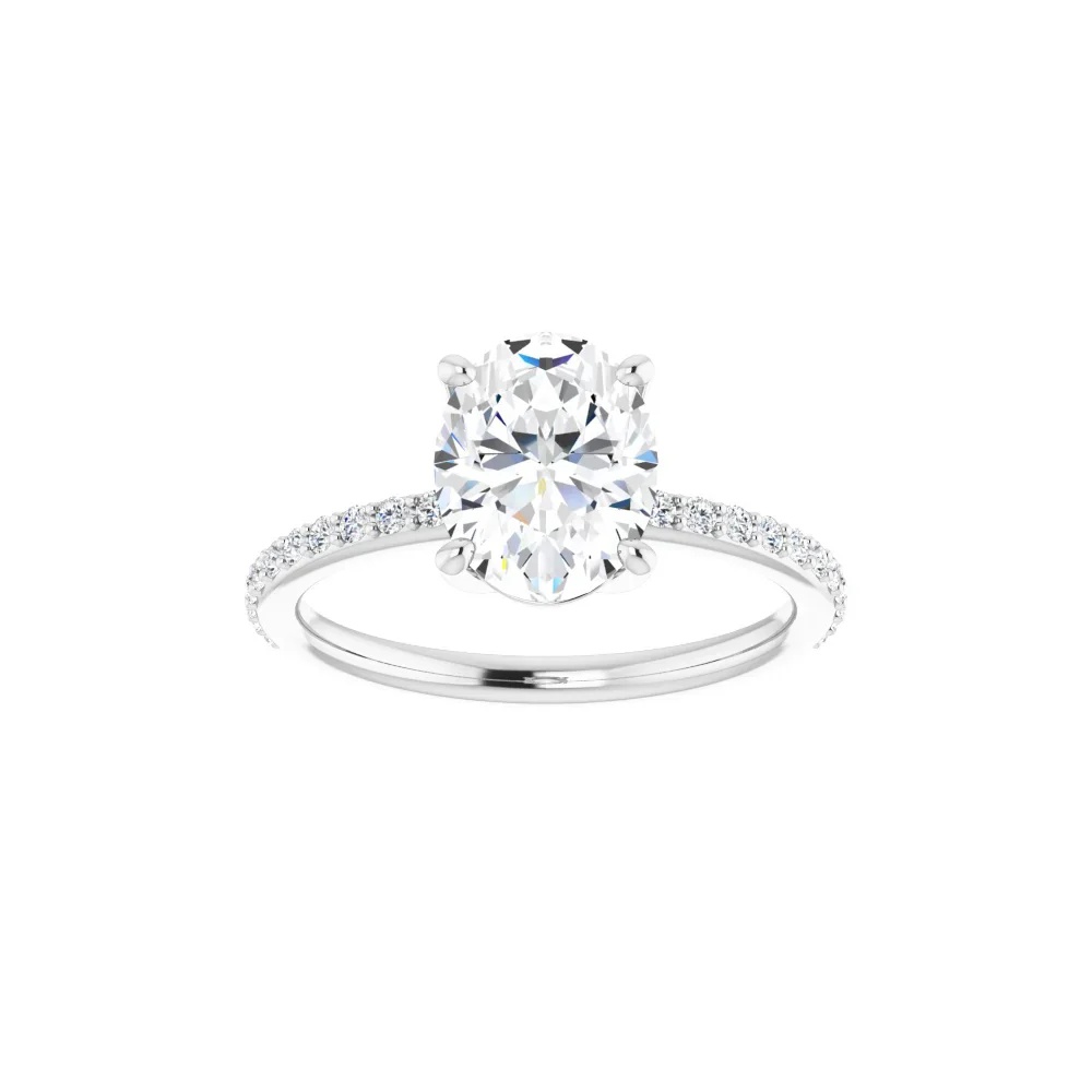 Ella Rose 14K White Gold Oval Diamond Moissanite Engagement Ring - Image 2