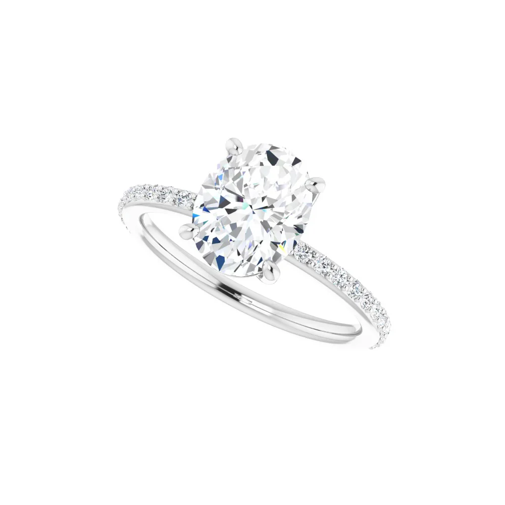 Ella Rose 14K White Gold Oval Diamond Moissanite Engagement Ring - Image 5