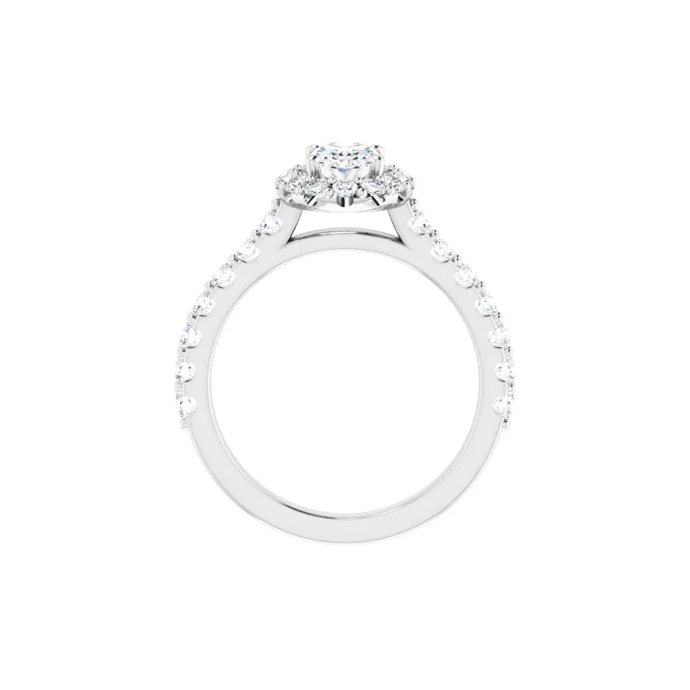 Ella Rose 14K White Gold Oval Moissanite and Diamond Halo Engagement Ring - Image 3