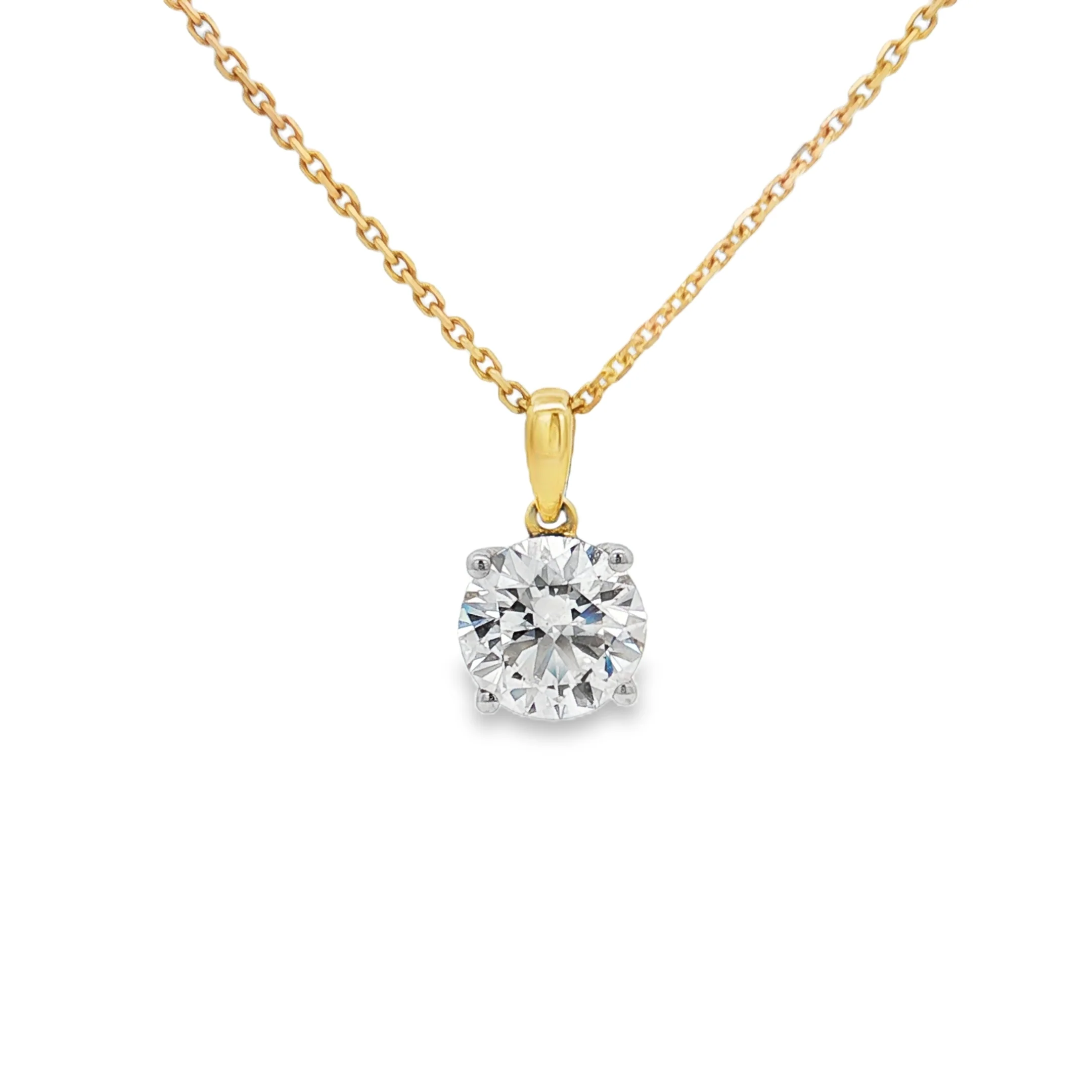 Ella Rose 2.02ct Lab-Grown Diamond Solitaire Pendant 14K Yellow Gold