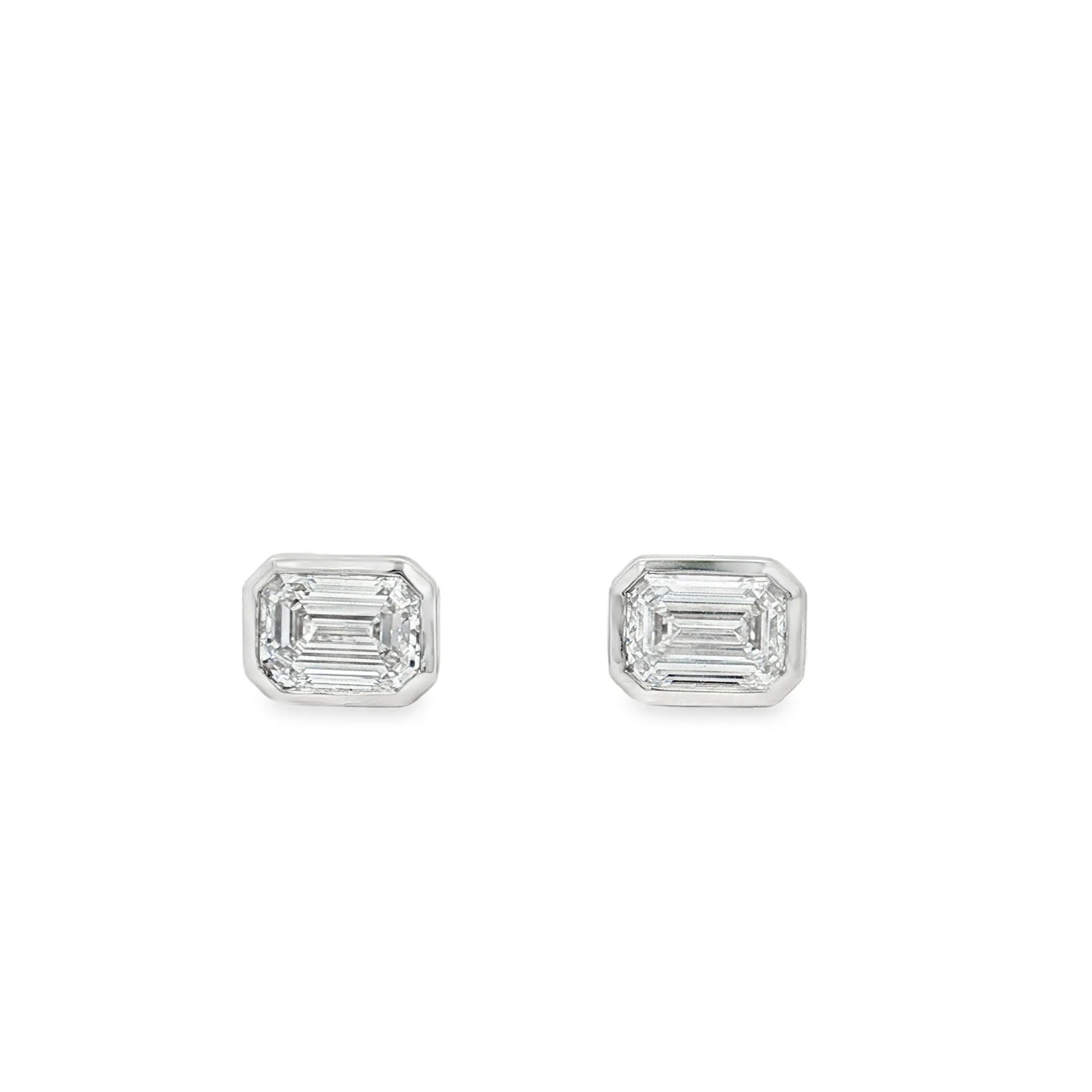 Ella Rose 2.08ct Emerald Cut Lab-Grown Diamond Stud Earrings 14K White Gold - Image 2