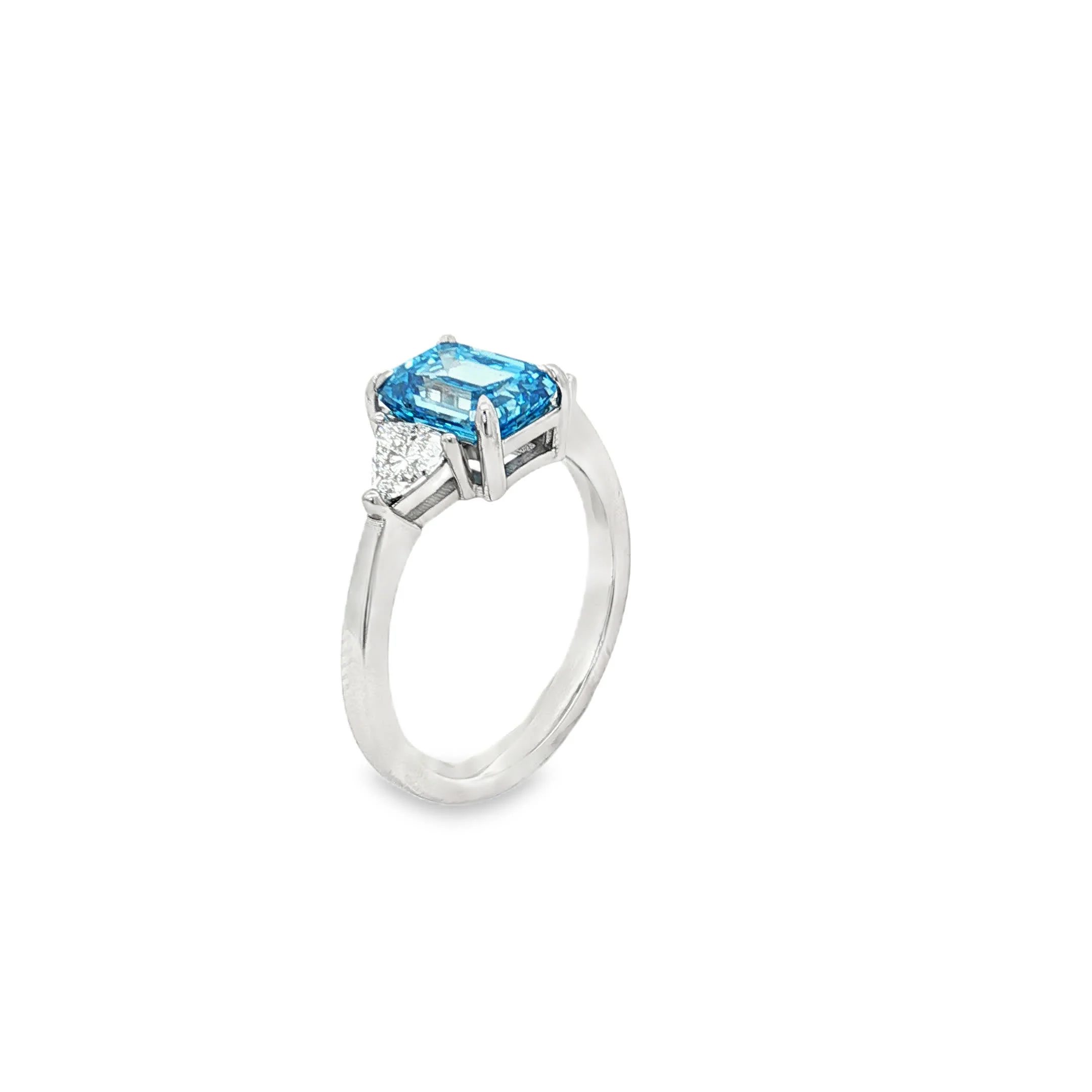 Ella Rose 2.57ct Fancy Blue Emerald Cut Lab-Grown Diamond Ring 14K White Gold - Image 3