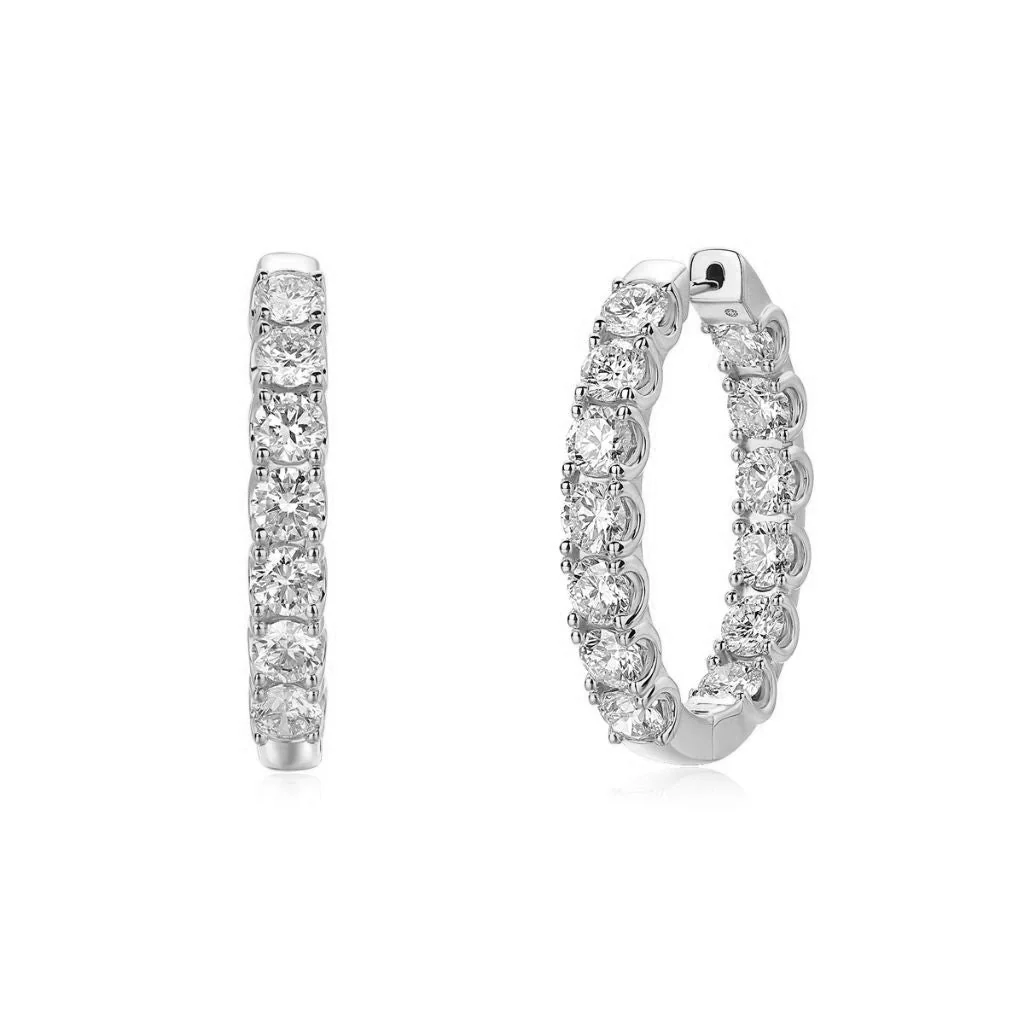 Ella Rose 6 Carat Lab-Grown Diamond Hoop Earrings 14K White Gold