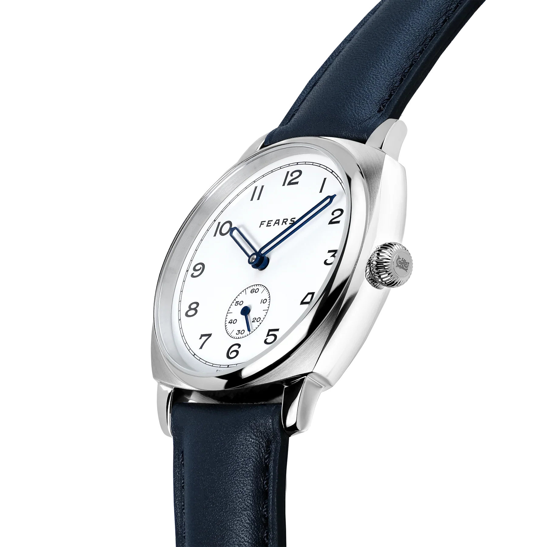 Fears Brunswick 38 Polar White Dial Blue Leather Strap Watch - Image 3