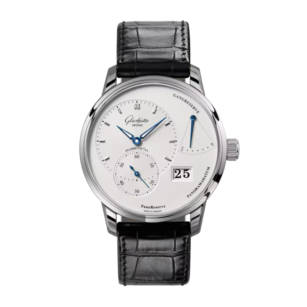 Glashütte Original PanoReserve 40mm Silver Dial Leather Strap