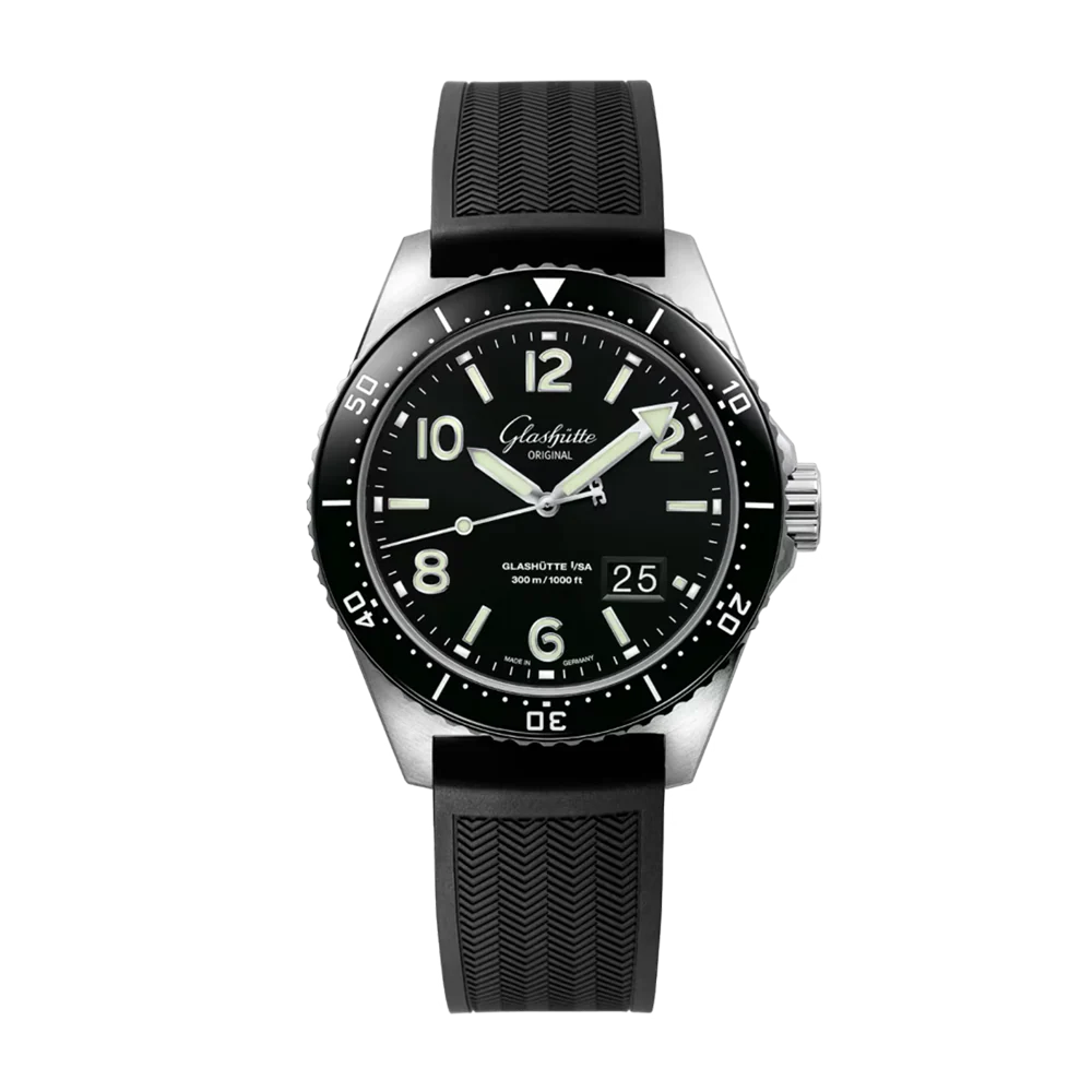 Glashütte Original SeaQ Panorama Date Black Dial Rubber Strap