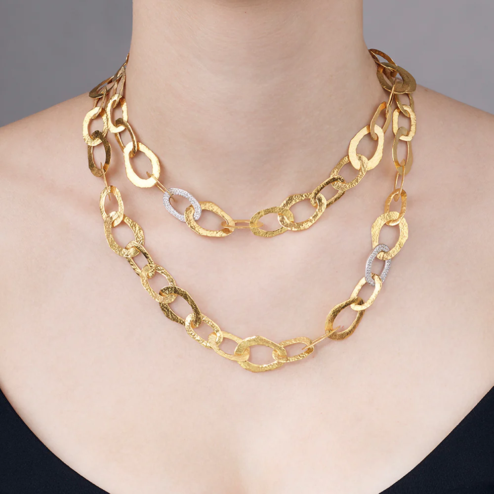 Gurhan Amorphous Pave Diamond Link Long Necklace - Image 3