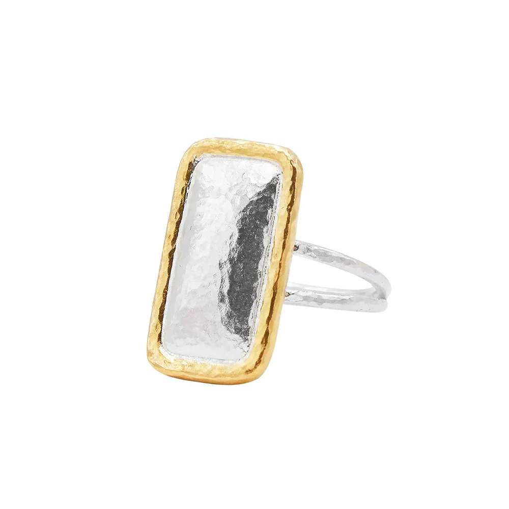 Gurhan Amulet Sterling Silver and Yellow Gold Rectangular Ring