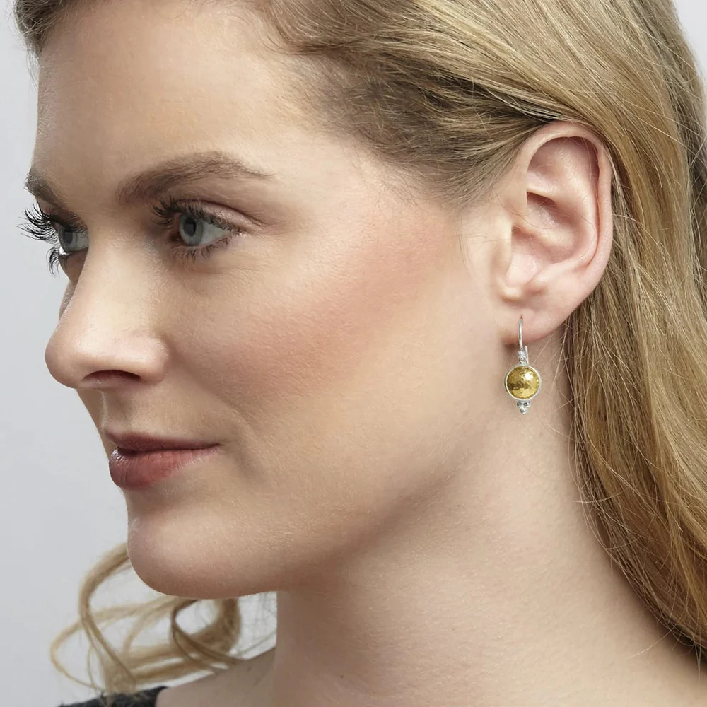 Gurhan Amulet Sterling Silver and Yellow Gold Small Wire Drop Earrings - Image 2