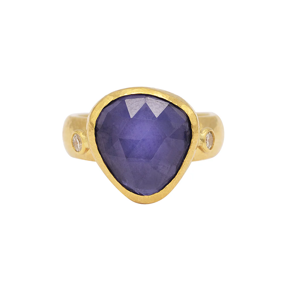 Gurhan Elements Yellow Gold Iolite Diamond Ring