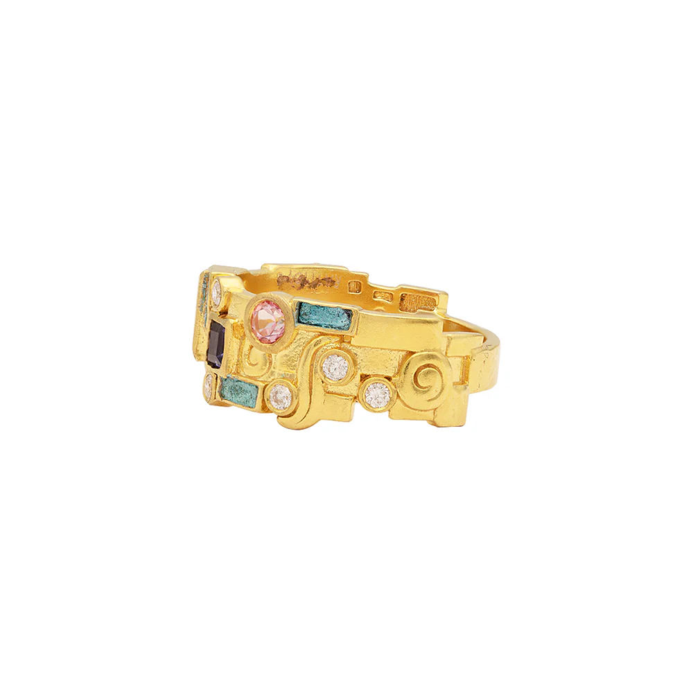 Gurhan Embrace Yellow Gold Mixed Stone Band Ring - Image 2