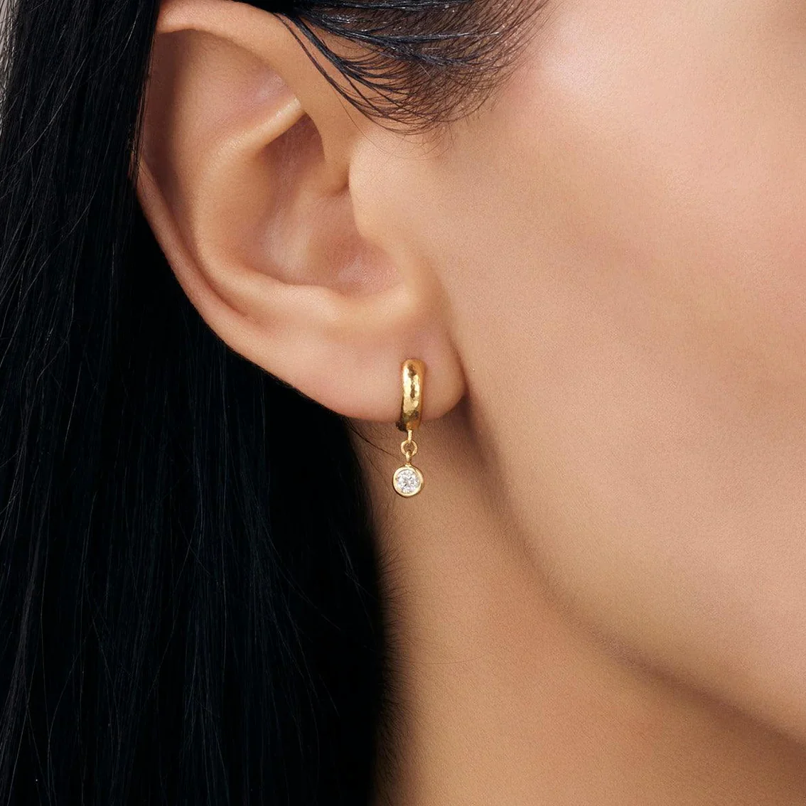 Gurhan Hoopla Gold Diamond Single Drop Huggie Hoop Earrings - Image 2