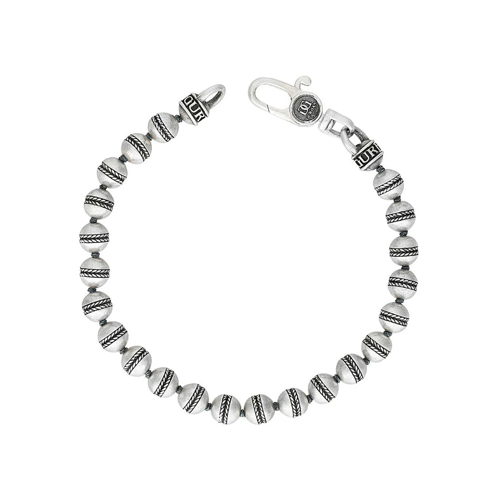 Gurhan Mens Sterling Silver Beaded Bracelet