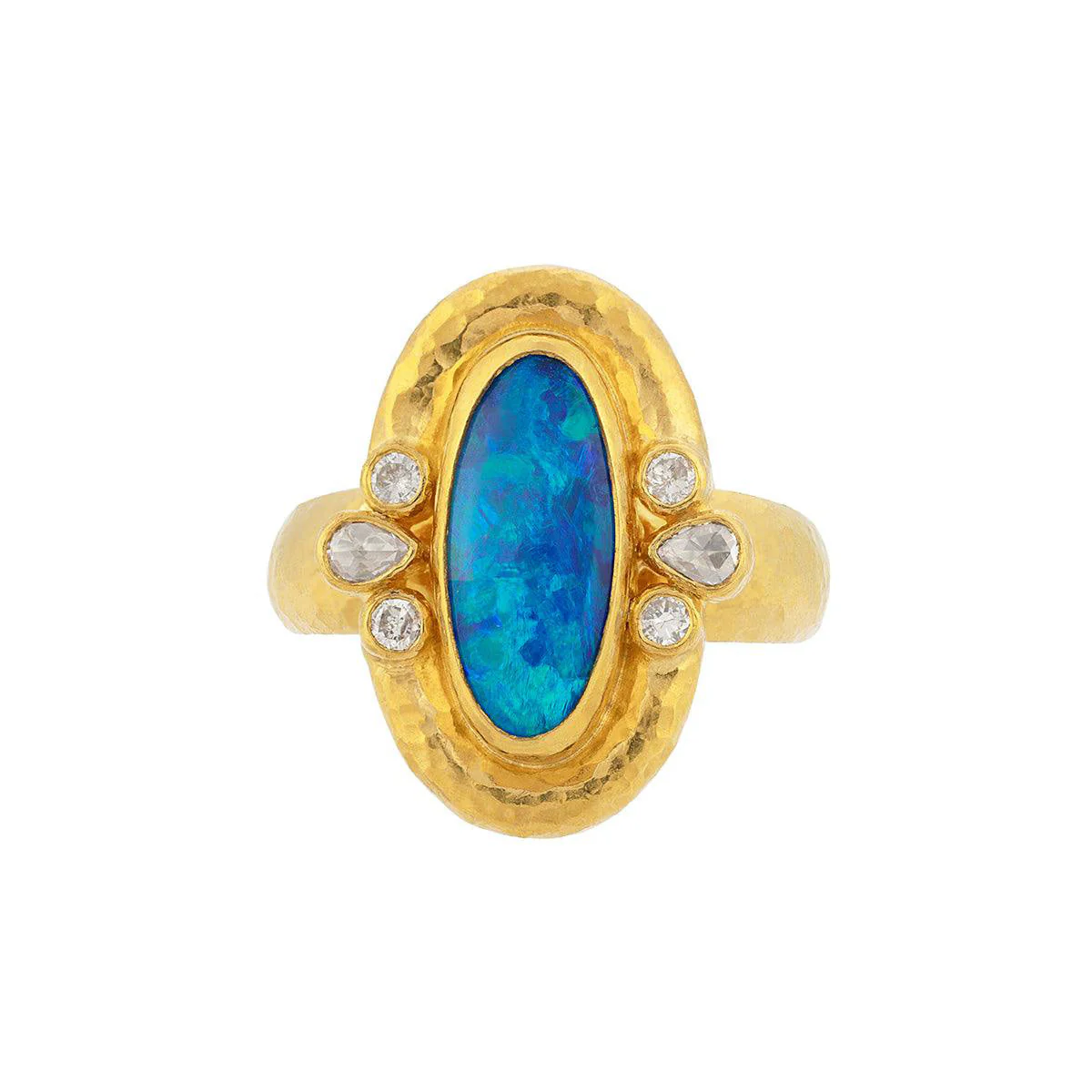 Gurhan Muse Oval Opal Ring in 24K Gold with Diamonds