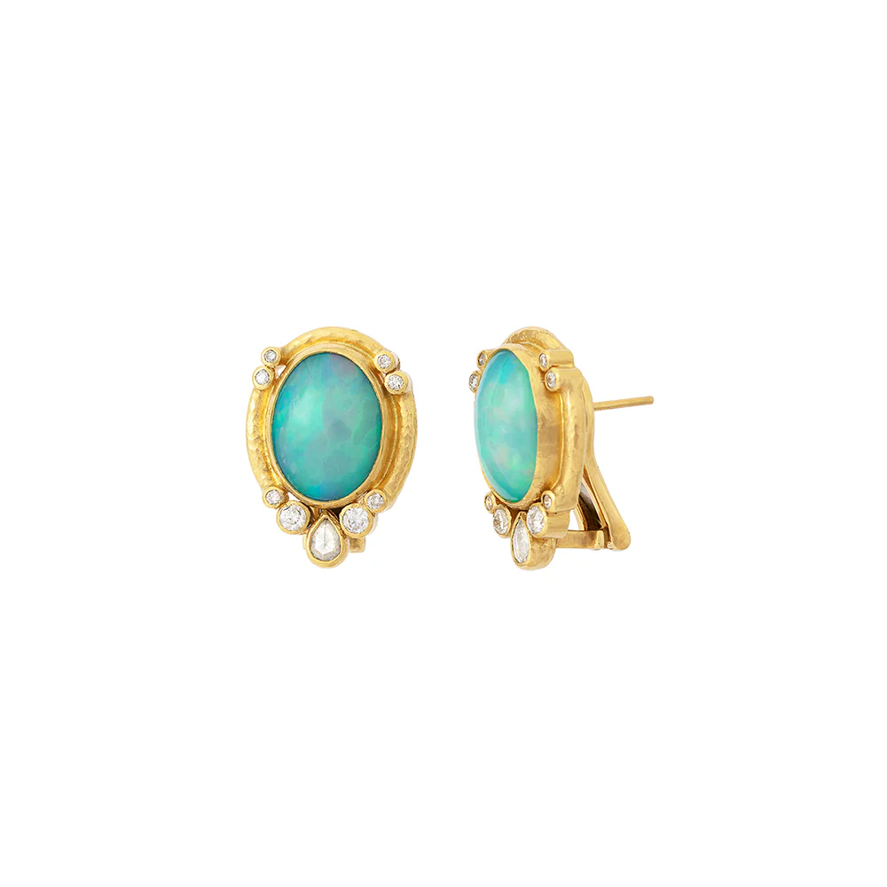 Gurhan Muse Yellow Gold Opal Diamond Earrings