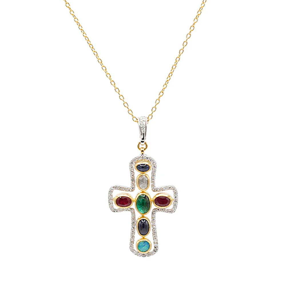 Gurhan Pointelle Cross Pendant Necklace