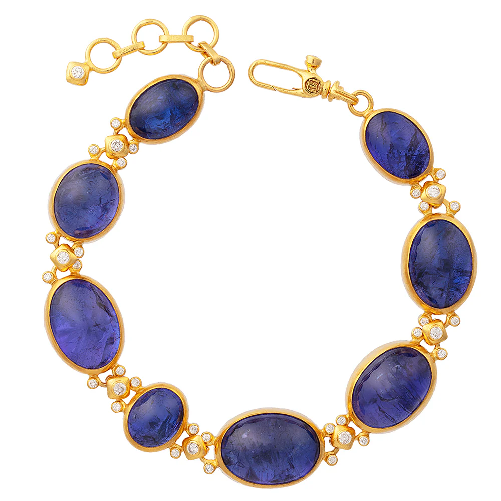 Gurhan Rune All Around Tanzanite Bracelet 24K Yellow Gold
