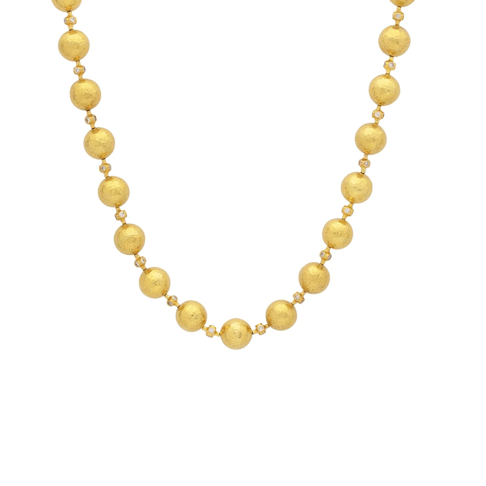 Gurhan Spell Gold Bead Necklace with Diamonds