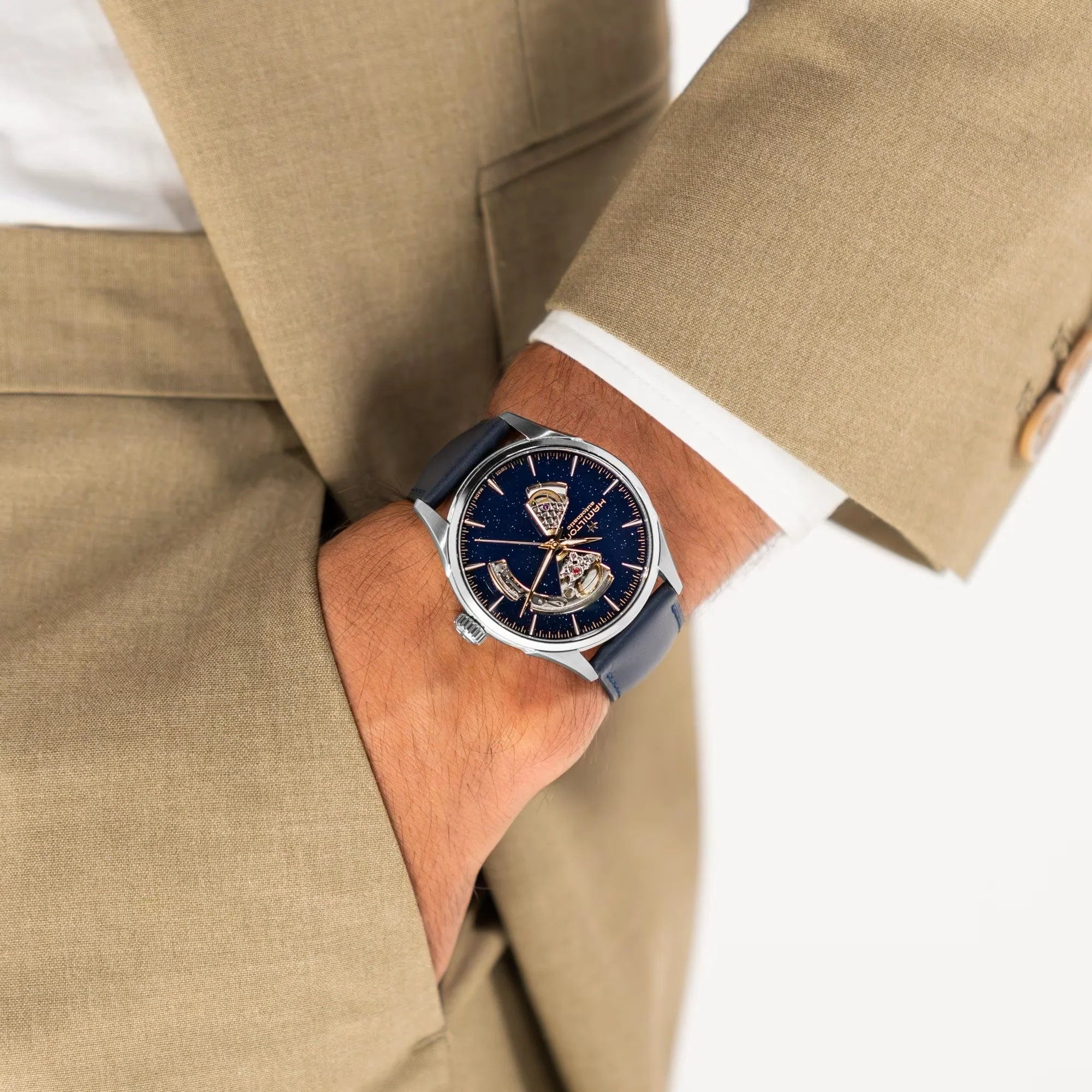 Hamilton Jazzmaster Open Heart Auto 42mm Blue Dial Leather Strap - Image 2