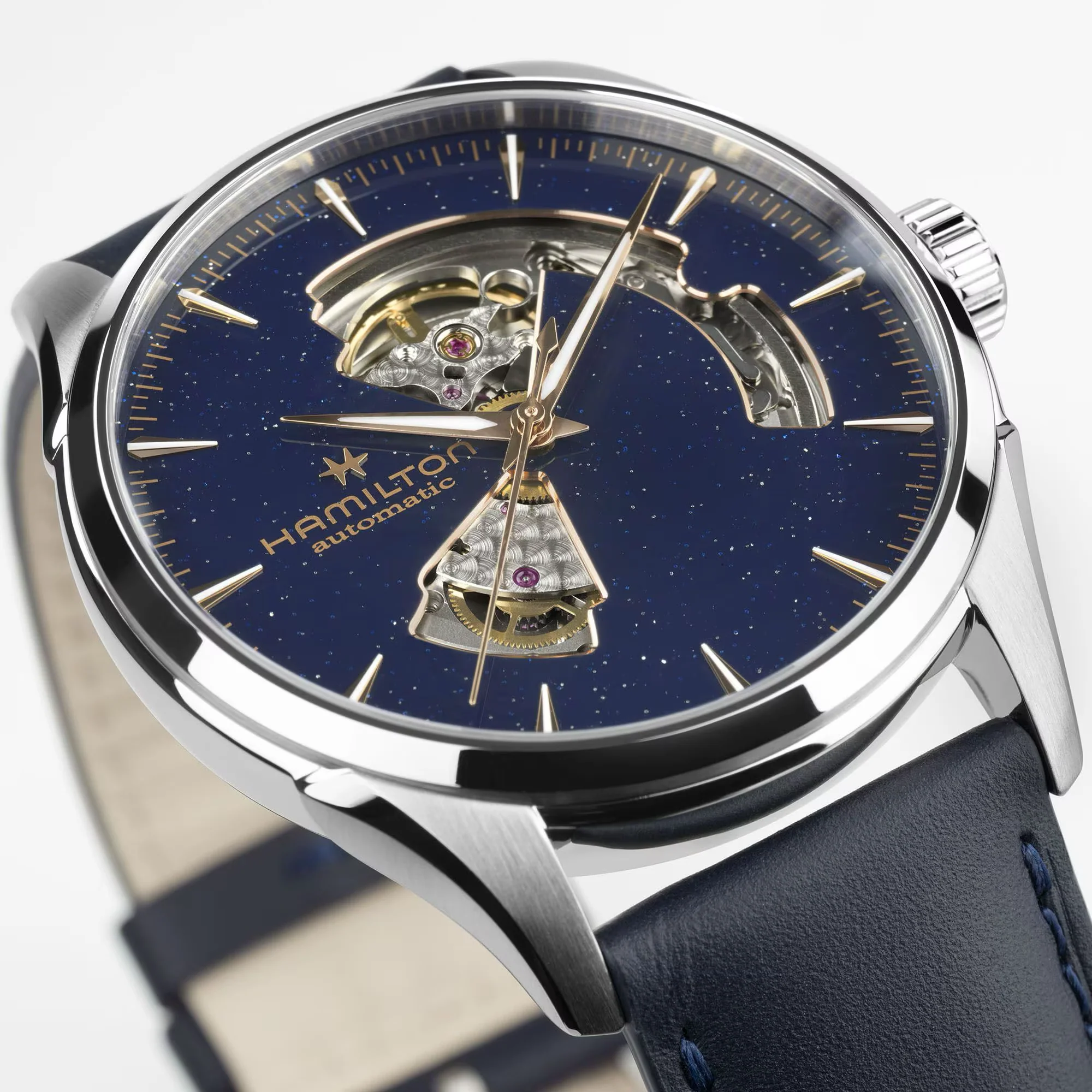 Hamilton Jazzmaster Open Heart Auto 42mm Blue Dial Leather Strap - Image 4