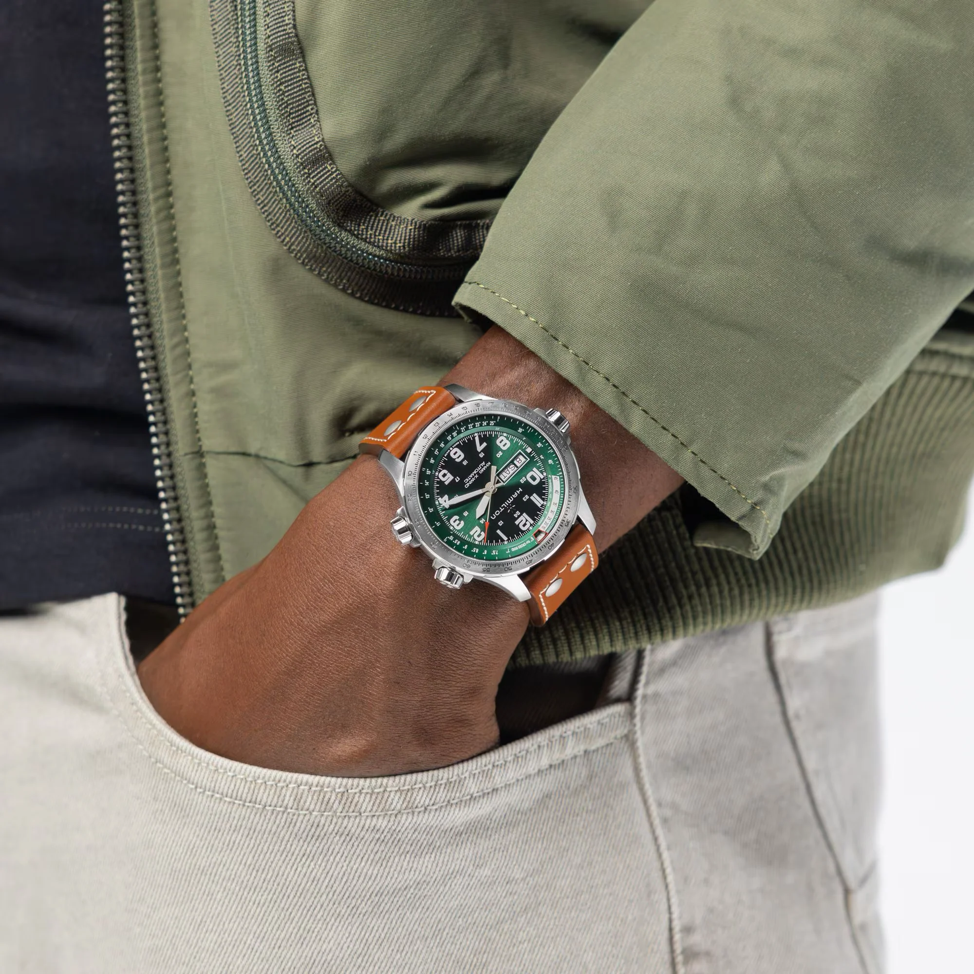 Hamilton Khaki Aviation X-Wind Day Date Auto 45mm Green Dial - Image 2