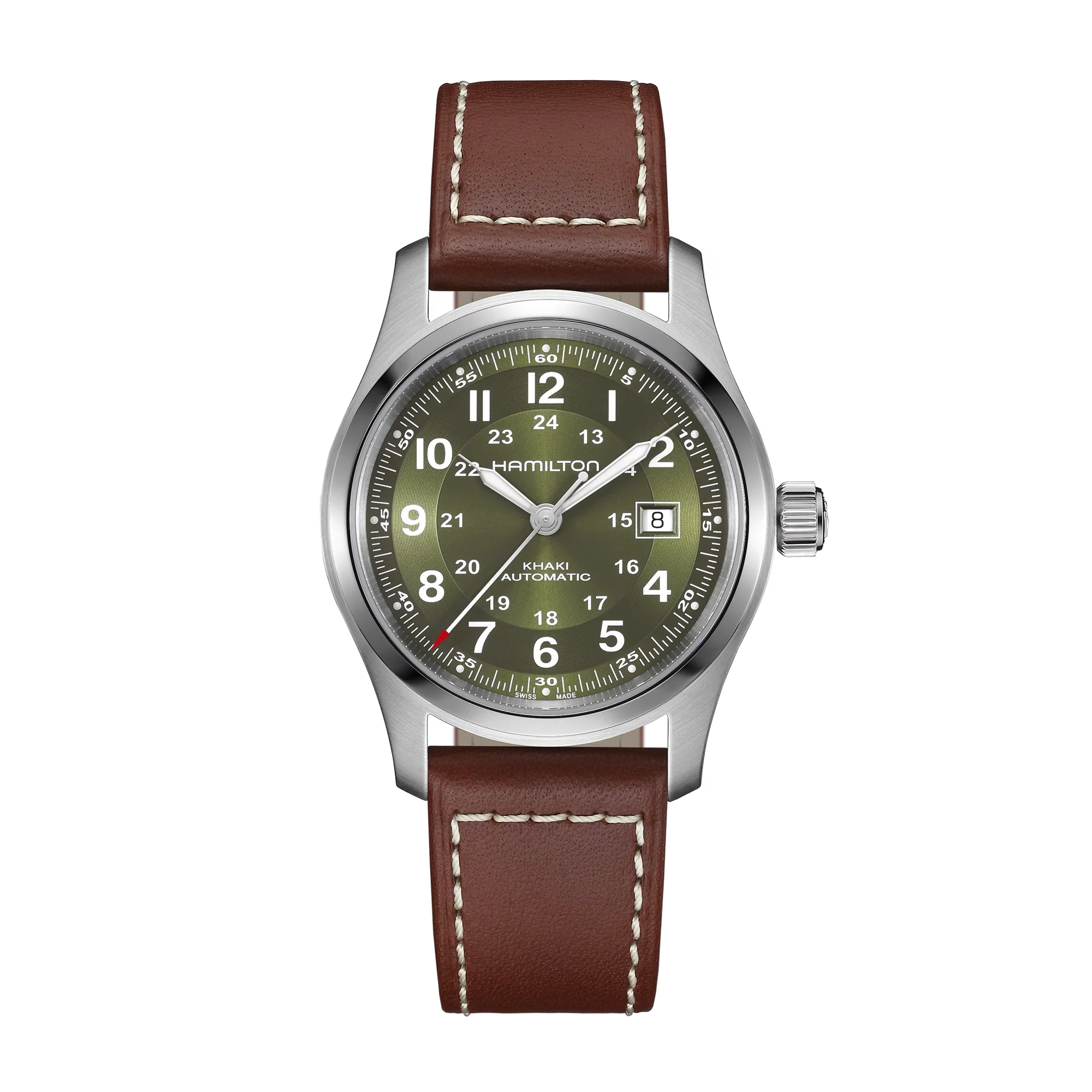 Hamilton Khaki Field Auto 42mm Green Dial Leather Strap
