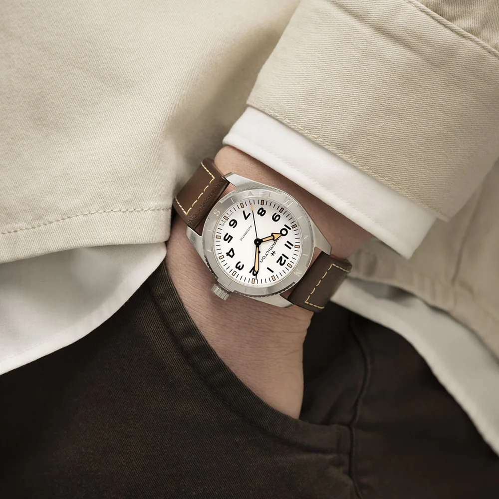 Hamilton Khaki Field Expedition Auto 41mm White Dial Leather Strap - Image 3