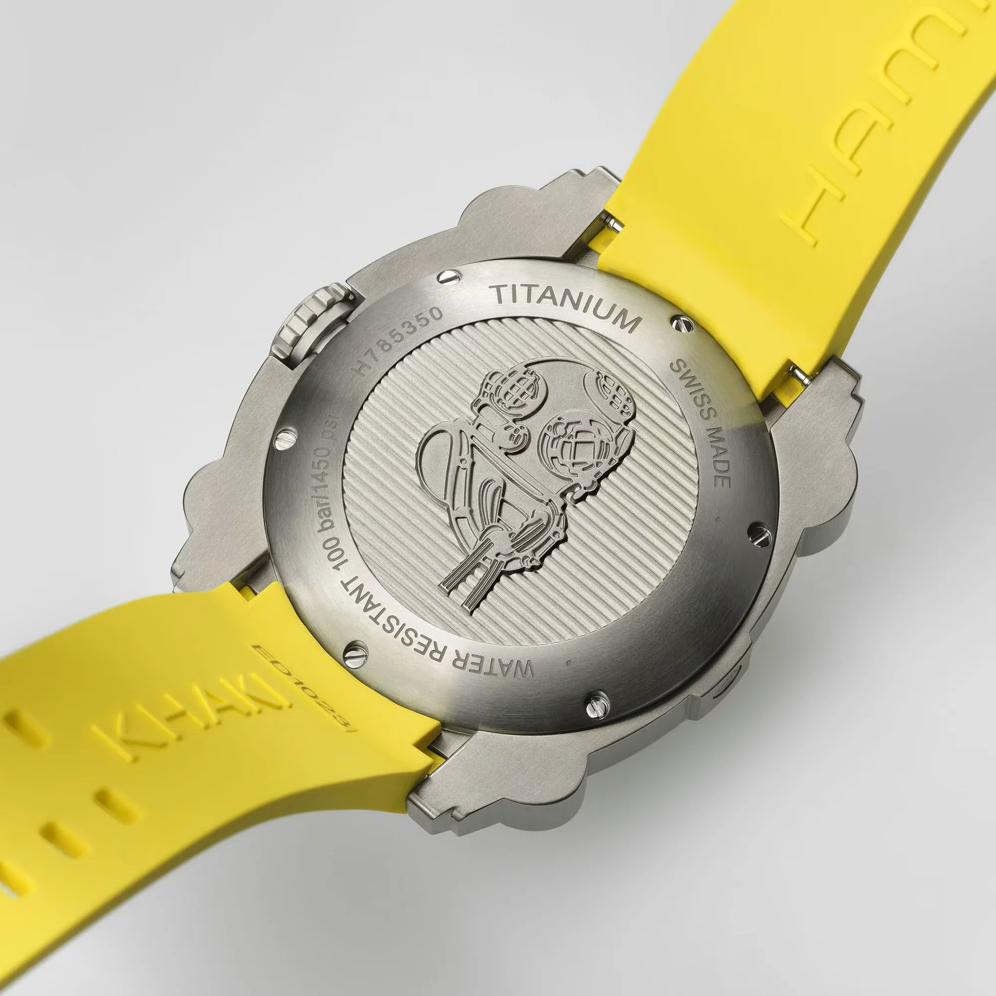 Hamilton Khaki Navy BeLOWZERO Auto Titanium Yellow Rubber Strap - Image 3