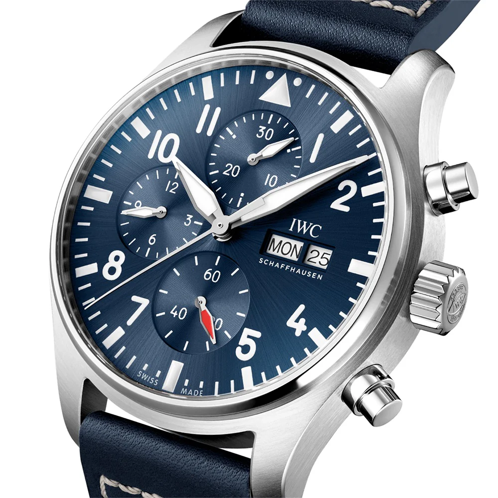 IWC Pilot's Watch Chronograph 43 Blue Dial Leather Strap - Image 3