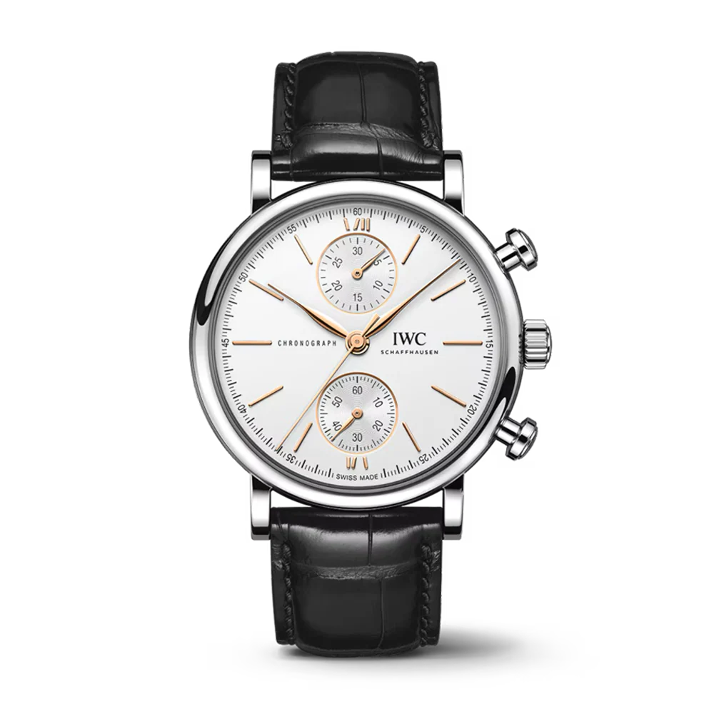 IWC Portofino Chronograph 39 Silver Dial Leather Strap
