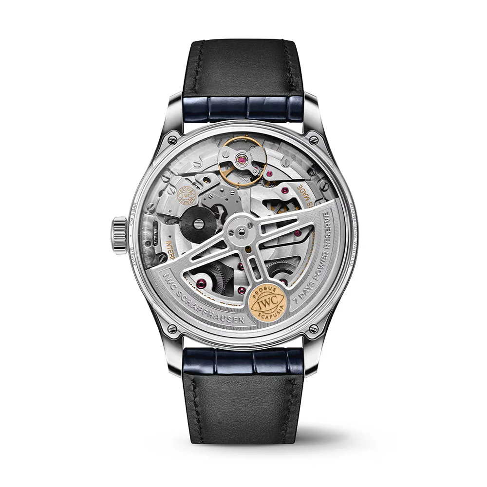IWC Portugieser Automatic 42 Silver Dial Blue Leather Strap - Image 2