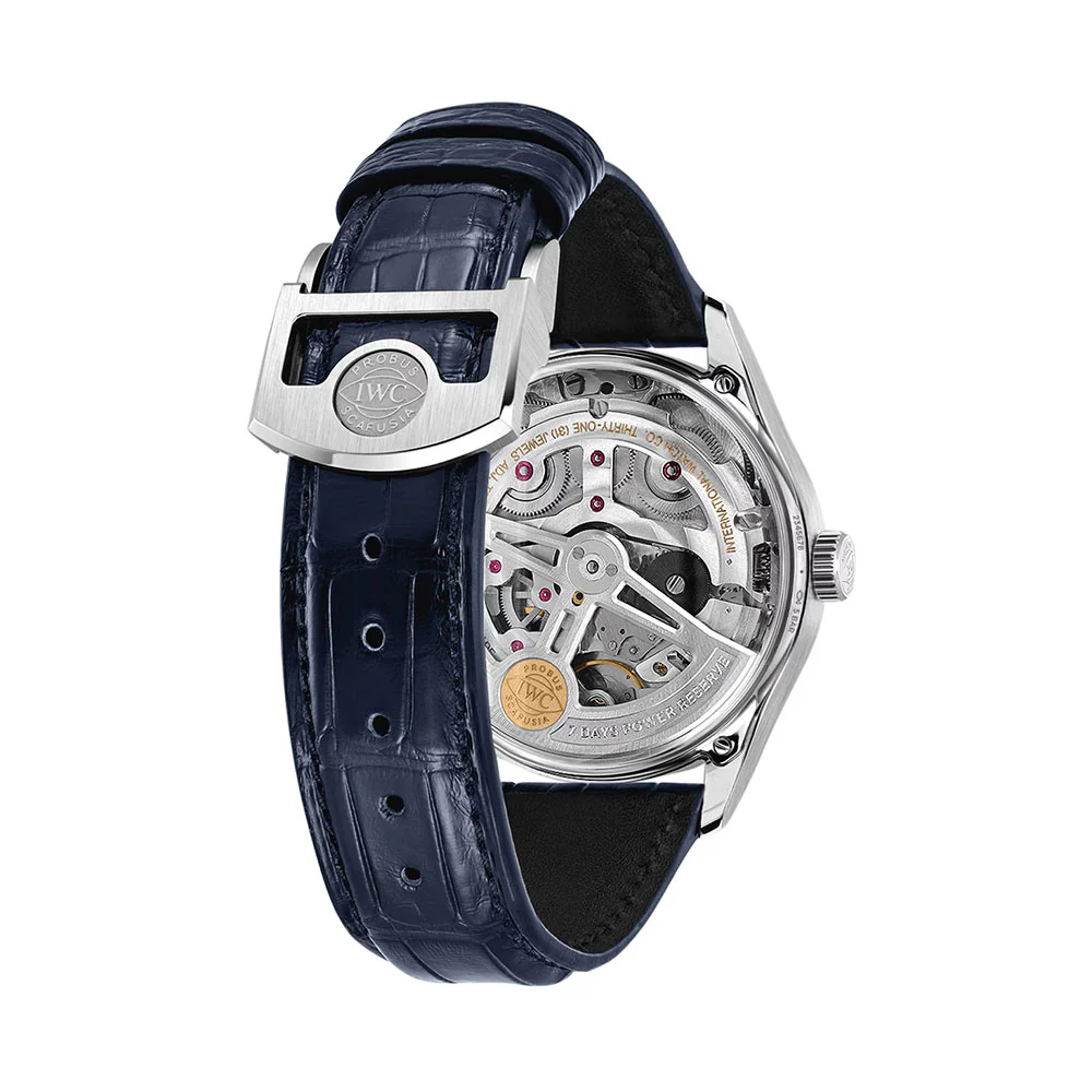 IWC Portugieser Automatic 42 Silver Dial Blue Leather Strap - Image 4