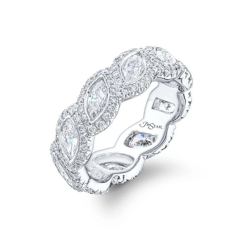 JB Star Angled Marquise Diamond Eternity Band in Platinum - Image 2