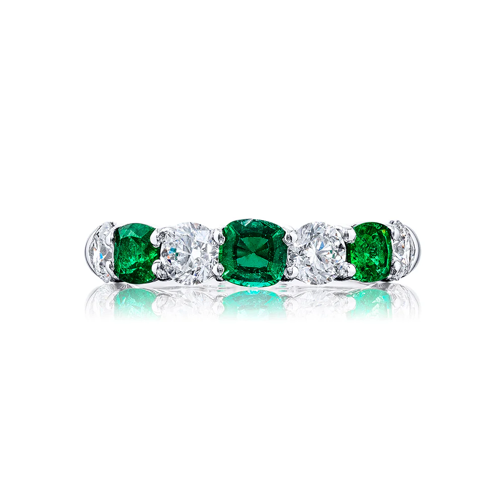 JB Star Platinum Emerald and Diamond Wedding Ring