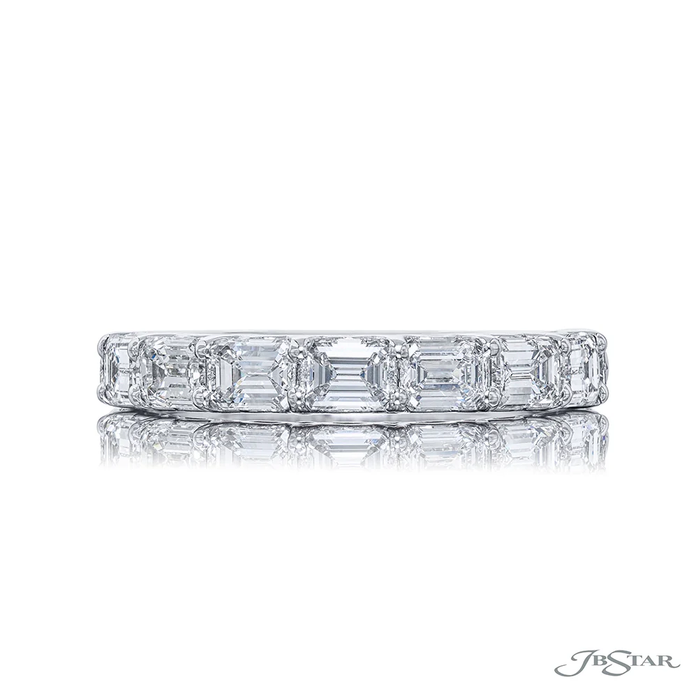 JB Star Platinum Emerald Cut Diamond Wedding Band
