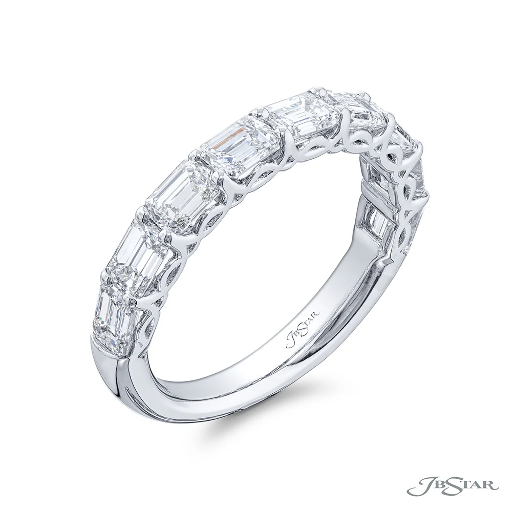JB Star Platinum Emerald Cut Diamond Wedding Band - Image 2