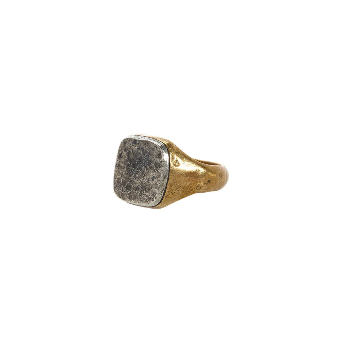 John Varvatos Distressed Brass and Sterling Silver Signet Ring