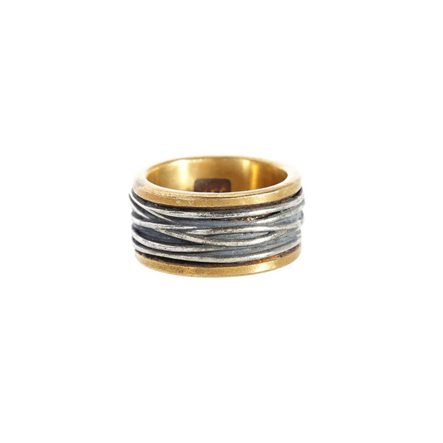 John Varvatos Wrap Sterling Silver and Brass Band Ring