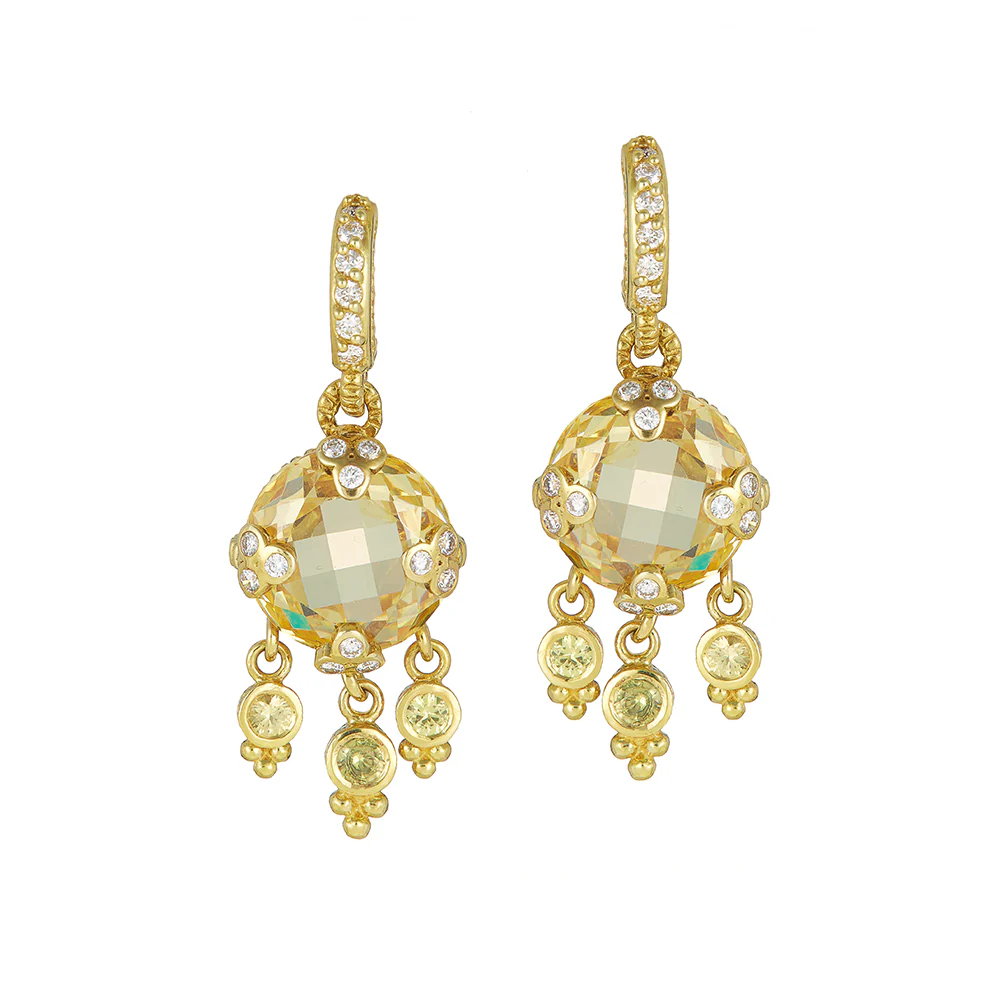 Judith Ripka Gothic Dew Drop Yellow Gold Button Earrings