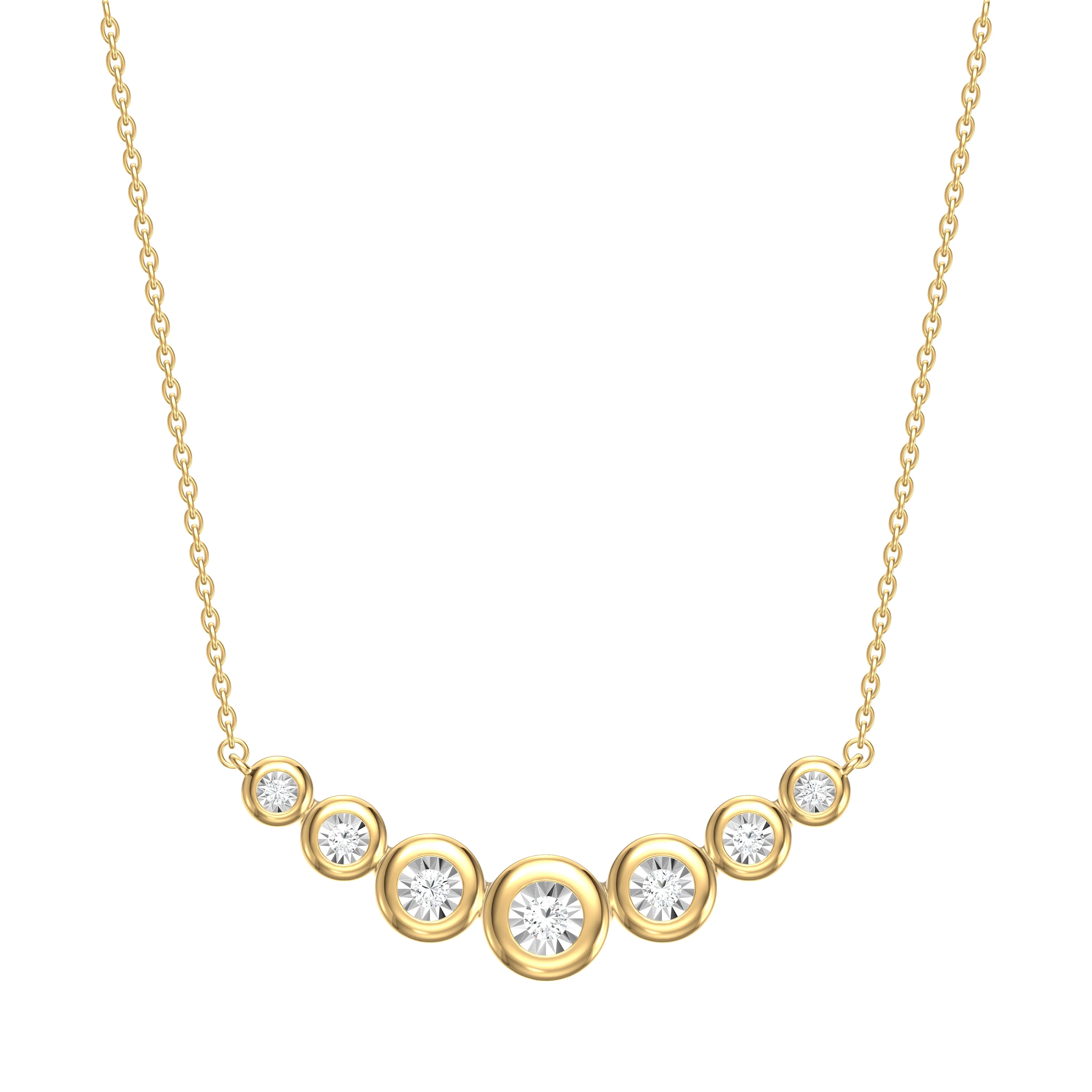 King Jewelers 0.15ct Diamond Smile Necklace 14K Yellow Gold
