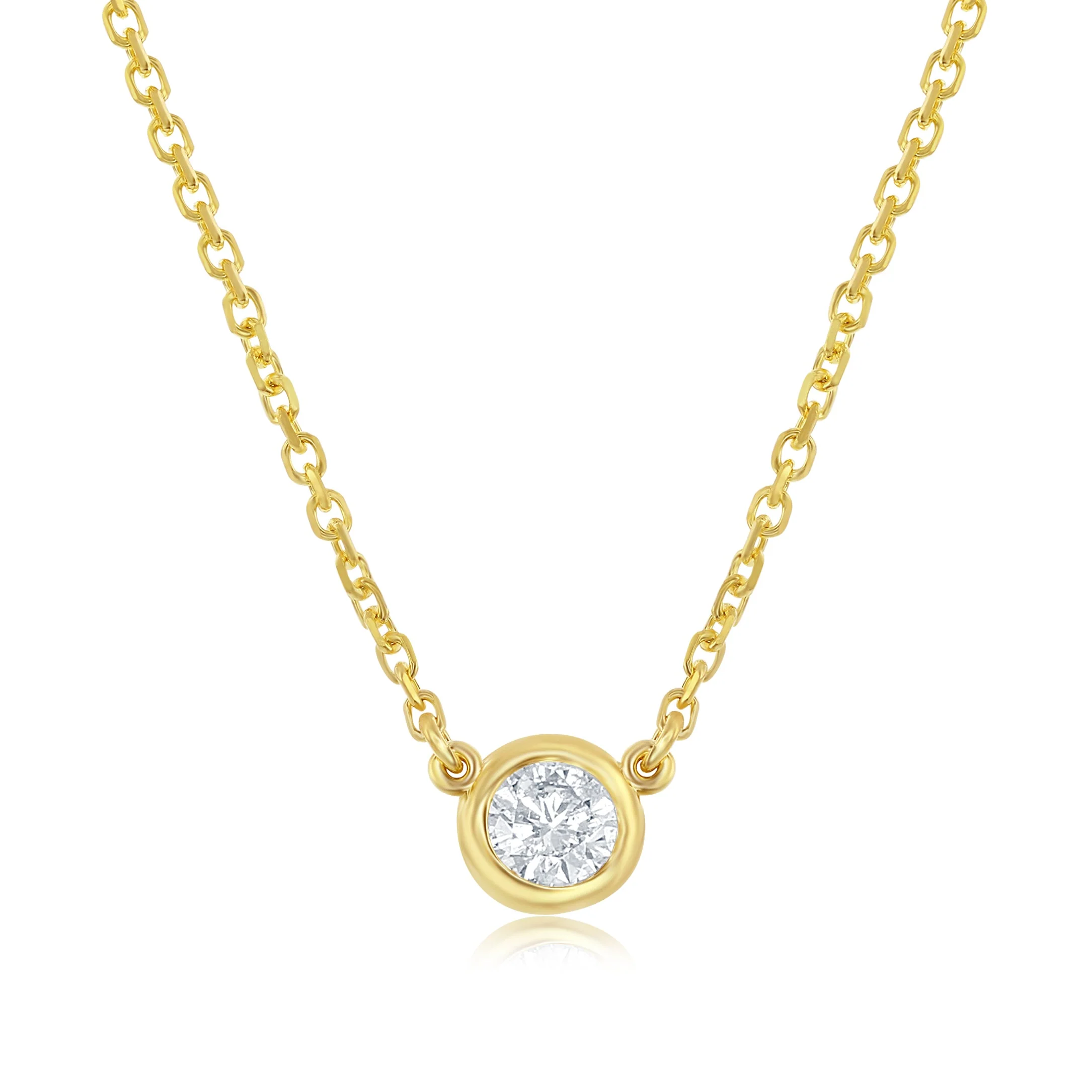 King Jewelers 0.15ct Diamond Solitaire Pendant Necklace 14K Yellow Gold