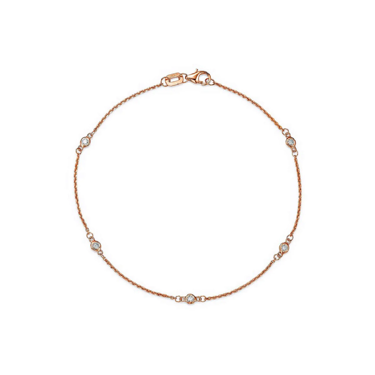 King Jewelers 0.17ct Diamond Station Bracelet 14K Rose Gold